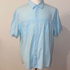 Izod Saltwater Relaxed Classic Blue Short Sleeve Button-Down Shirt Size XXL